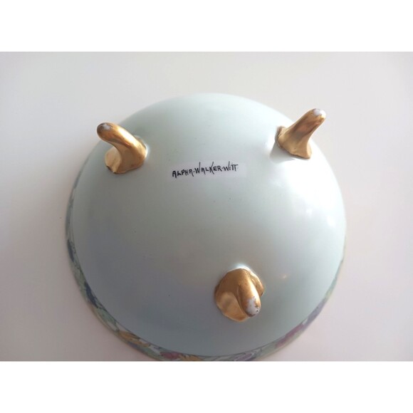 Hand Painted Signed Alpha Walker Witt Ornate Art Bowl Gilt Blank Vintage - Picture 2 of 14